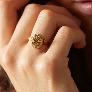 Rellery gold rose signet ring size 5